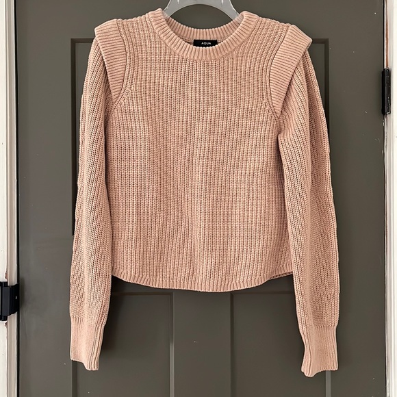 Aqua Sweaters - Aqua heavy knit tan sweater medium